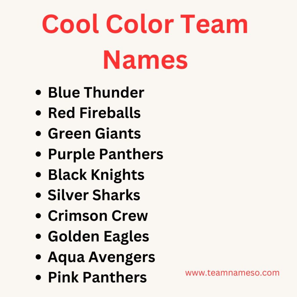 Cool Color Team Names