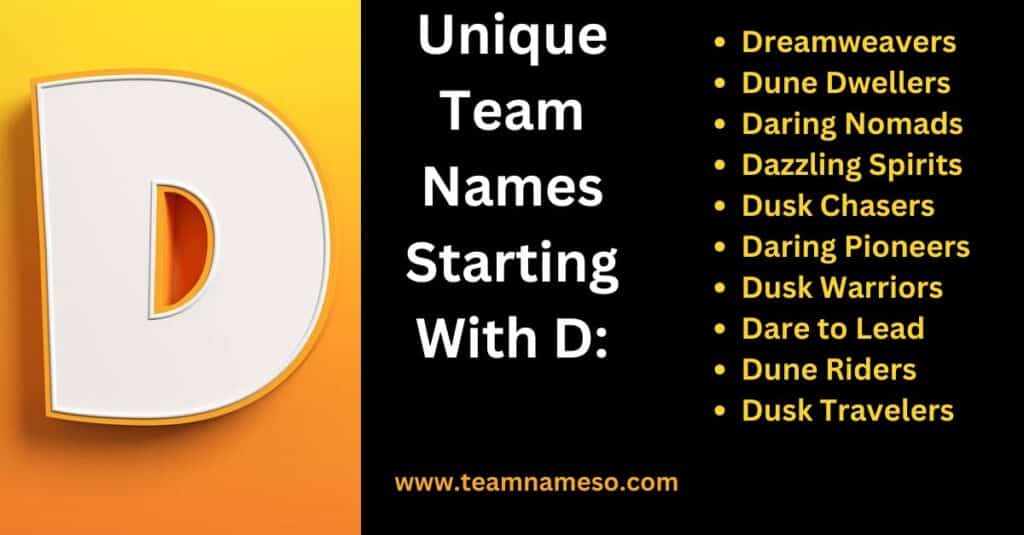 Unique Team Names Starting With D