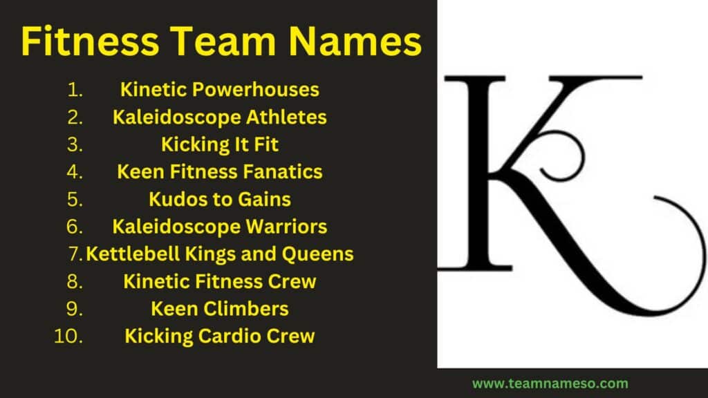 Fitness Team Names starting with K