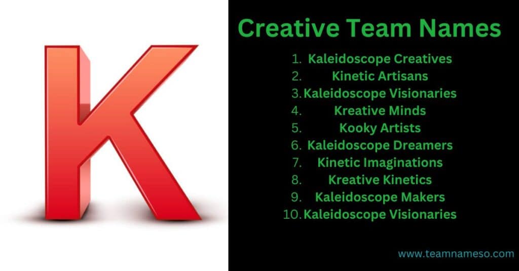 Creative Team Names starting with K