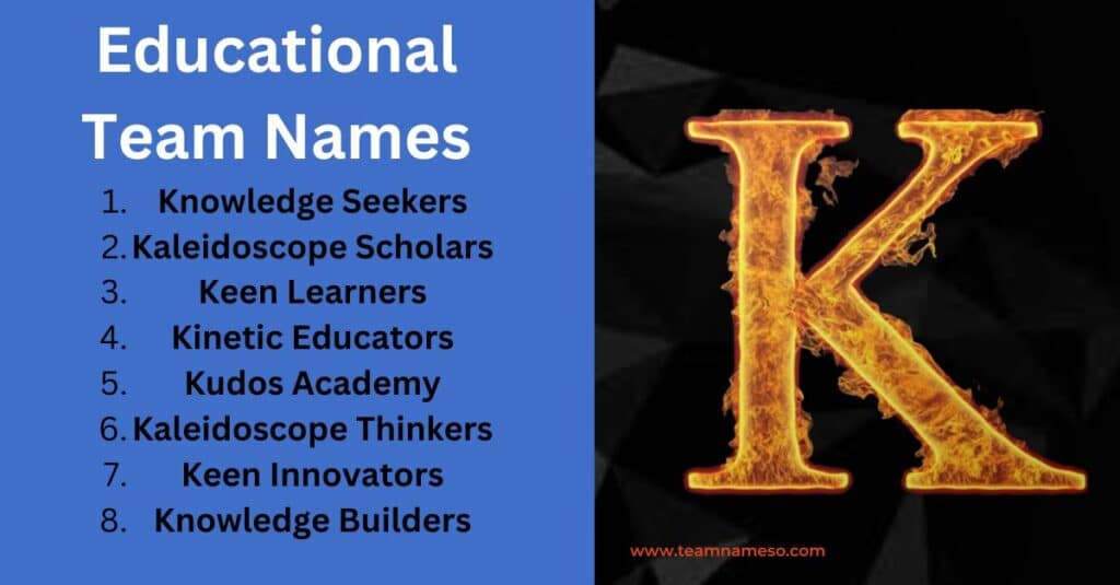 educational team names starting with K