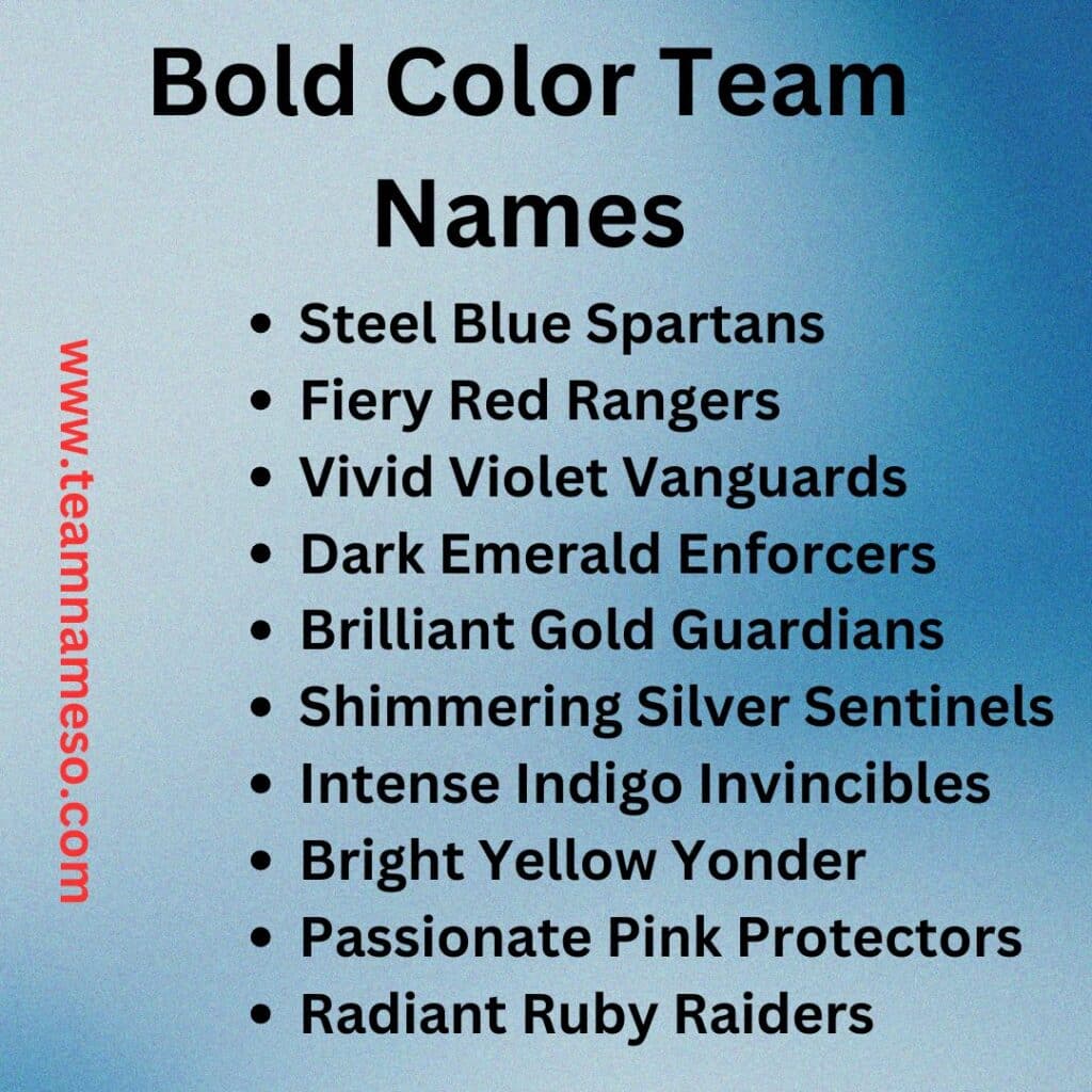 Bold Color Team Names