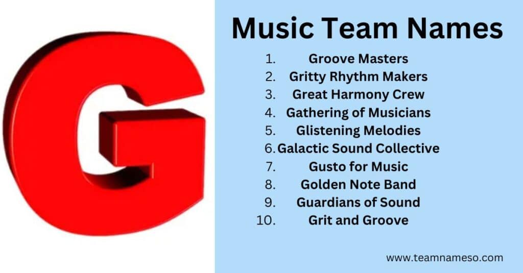 Music Team Names starting with G