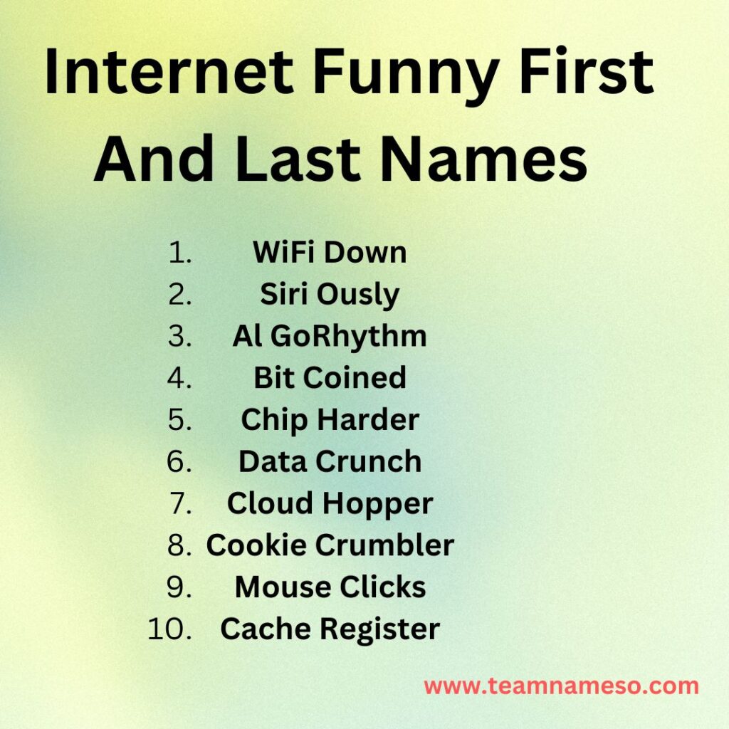 Internet Funny First And Last Names