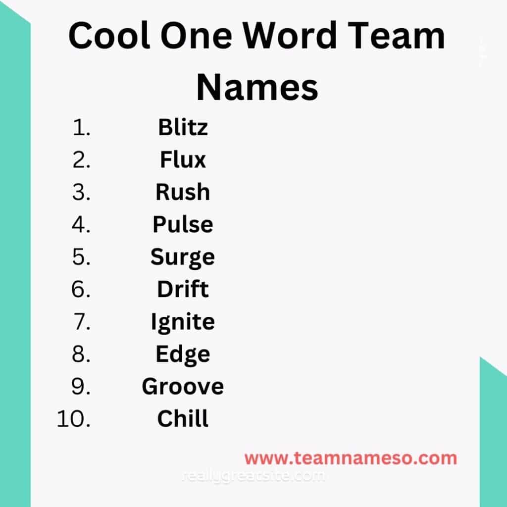 Cool One Word Team Names