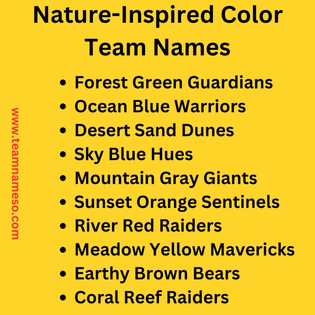 Nature-Inspired Color Team Names