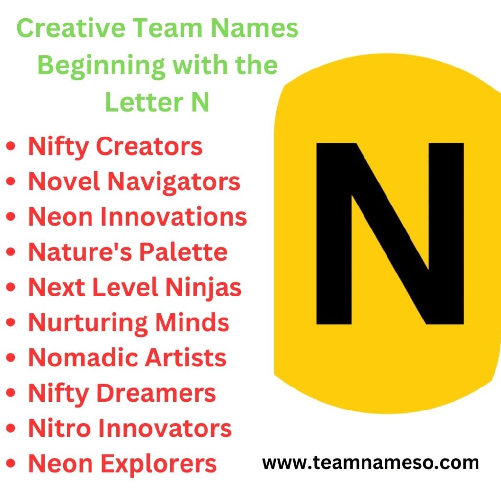 Creative Team Names Beginning with the Letter N